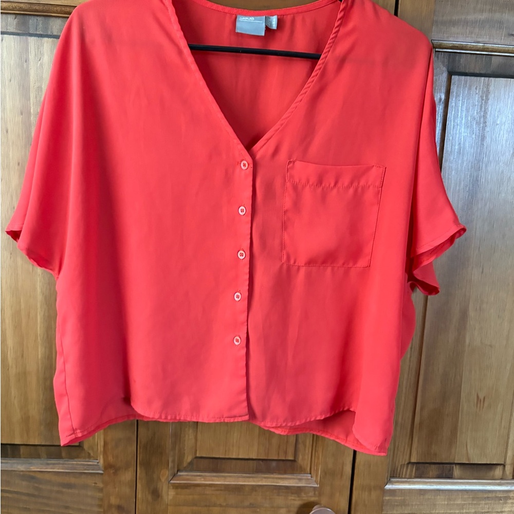 ASOS Bright Coral- Pink Button-Down Shirt